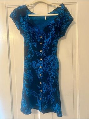 Free People Blue Floral Button-Down Midi Dress